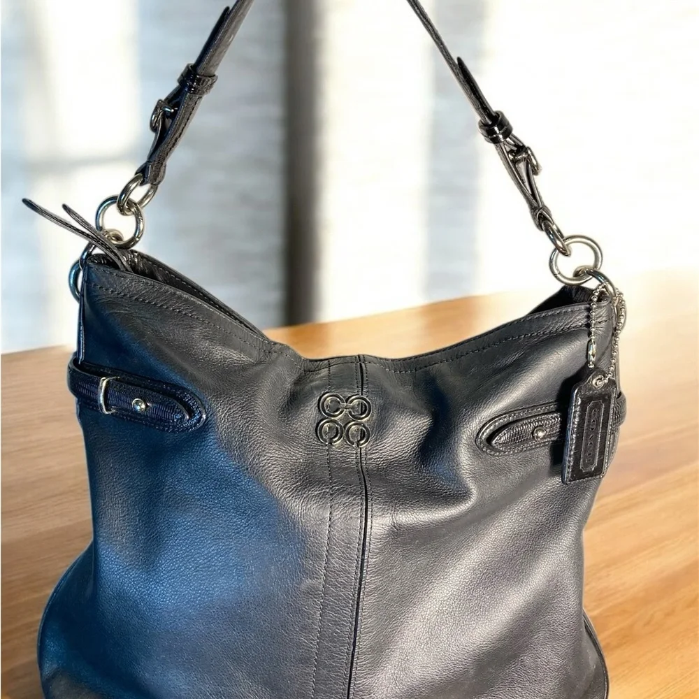 Coach Collette black Leather Hobo Bag purse